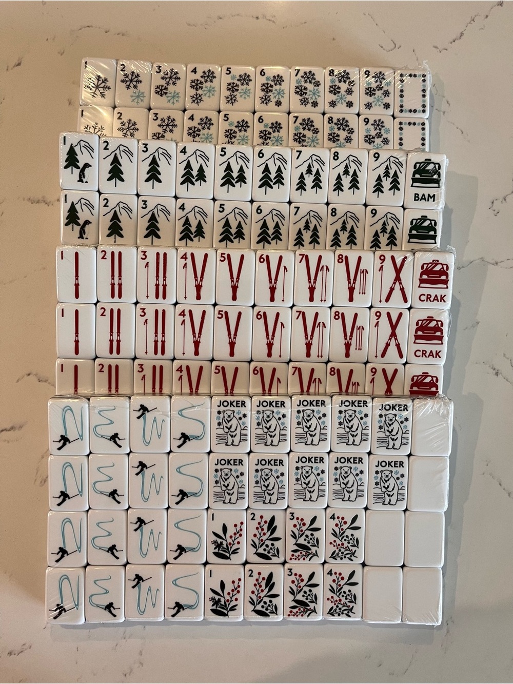 NWT Mahjong Tile Set Winter Ski Theme Inspired By Let It Snow Mahj & Co